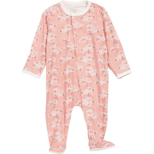 Baby Cherry Blossom Magnetic Footie, 0-3M, Pink