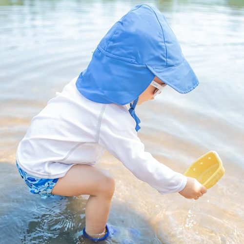 i play. Baby Flap Sun Protection Swim Hat - 0-6 Months - Light Blue