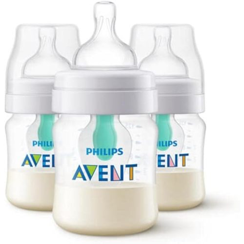 Philips Avent Anti-colic Baby Bottle with AirFree Vent 4oz, 3 pack, SCY701/03, Clear