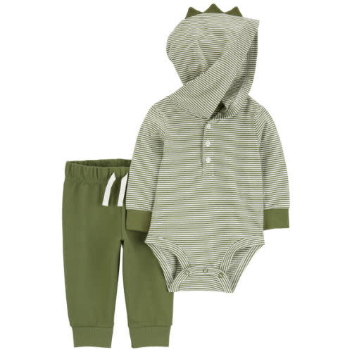 Baby 2-Piece Dinosaur Hooded Bodysuit Pant Set