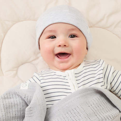 Baby Hat Blue Stripe / 0-3 M