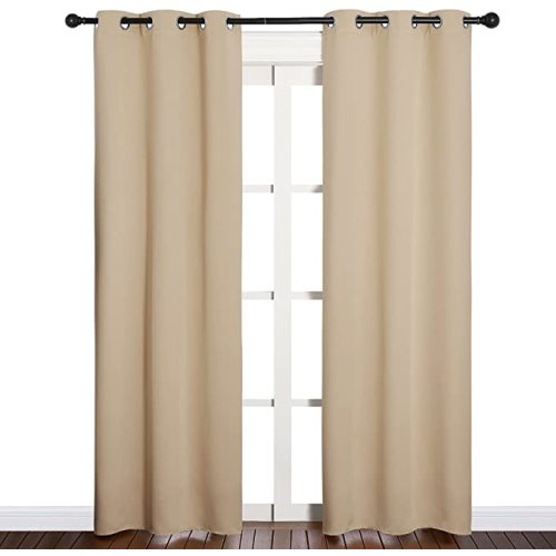 NICETOWN Room Darkening Draperies Window Curtain Panels, Thermal Insulated Grommet Room Darkening Curtains for Bedroom (Biscotti Beige, 2 Panels, W34 x L84 -inch) - 34 in x 84 in (W x L)