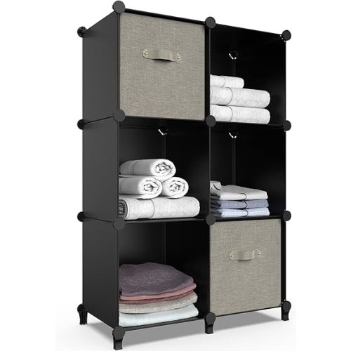 HOMIDEC 6-Cube Storage Organizer, Closet Organizer Storage Cabinet Shelf Bookcase Bookshelf,Storage Cubes Organizer Cabinet for Kids,Closet, Bedroom,Bathroom