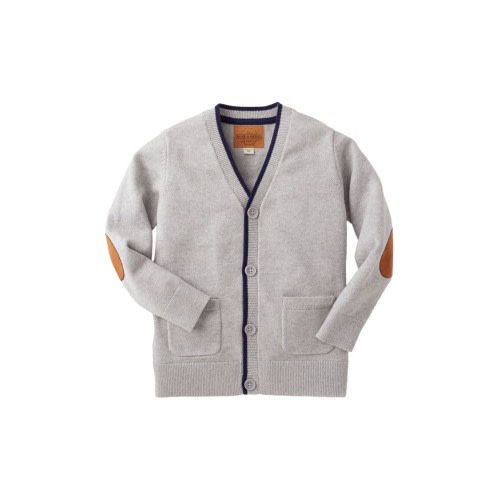 Baby Boys' Organic Tipped Cardigan with Elbow Patches, Infant, 12-18M