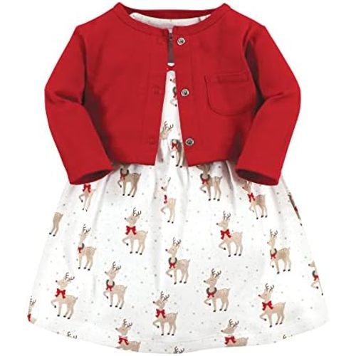 Hudson Baby Baby Girls' Cotton Dress and Cardigan Set