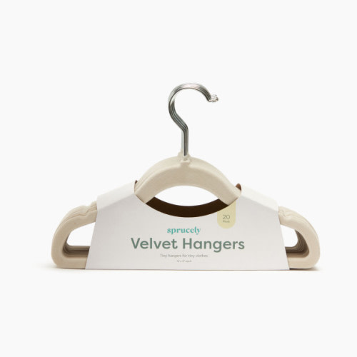 Sprucely Non-Slip Velvet Hangers - Oat, 20
