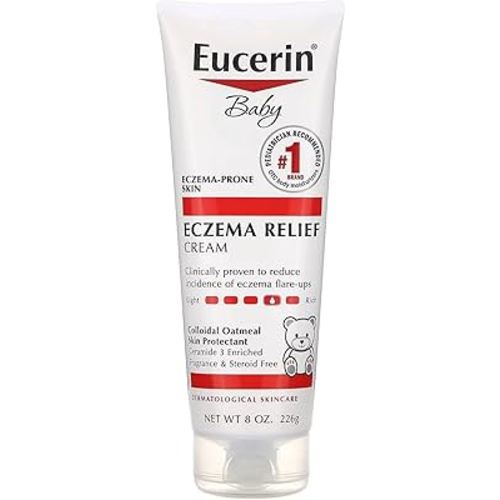 Eucerin Baby Eczema Relief Body Cream, Fragrance Free Baby Eczema Cream with Colloidal Oatmeal, Ceramide-3 and Licorice Root Extract, 8 Oz Tube