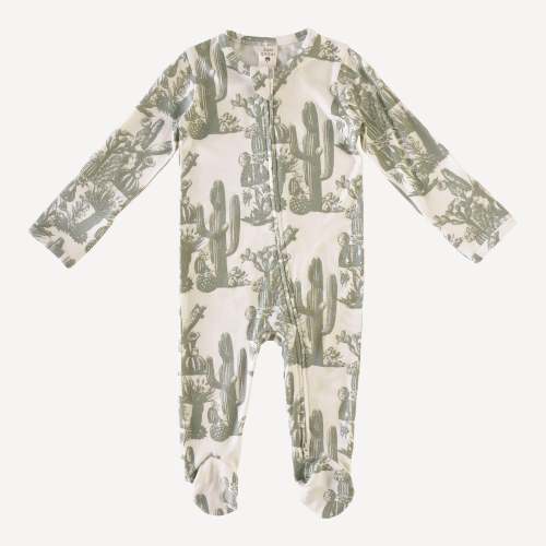 long sleeve zipper footie | jadeite cactus | bamboo