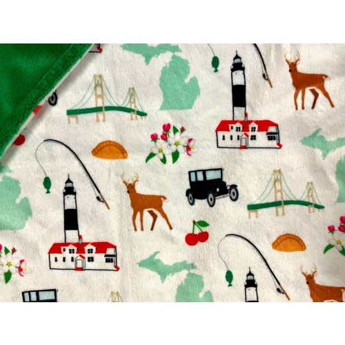 MICHIGAN minky lovey. Small security blanket for baby or toddler. 17 by 17 inch. MI keepsake, home decor, gift. Ready to ship.