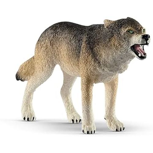 Schleich Wild Life Realistic Prowling Gray Wolf Figurine - Durable North American Forest Animal Figure for Kids, Perfect Toy for Fun and Imaginative Adventures, Gift for Boys and Girls Ages 3+