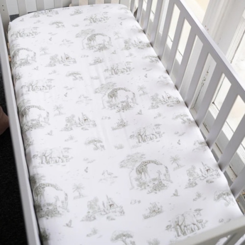 Safari Toile Fitted Crib Sheet