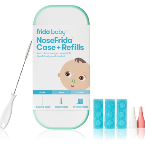 Amazon.com: Frida Baby NoseFrida Case + Refills | Cleaning and Storage for Doctor-Recommended NoseFrida The Snotsucker Nasal Aspirator, Storage Travel Case, Bristle Cleaning Brush, Hygiene Filters, Baby Registry : Frida Baby: Baby