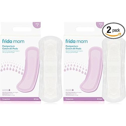 Frida Mom Postpartum Pads, Leak Proof Feminine Care Maxi Pads, 6 Layers of Protection for Maximum Absorbency (18ct) (Pack of 2)