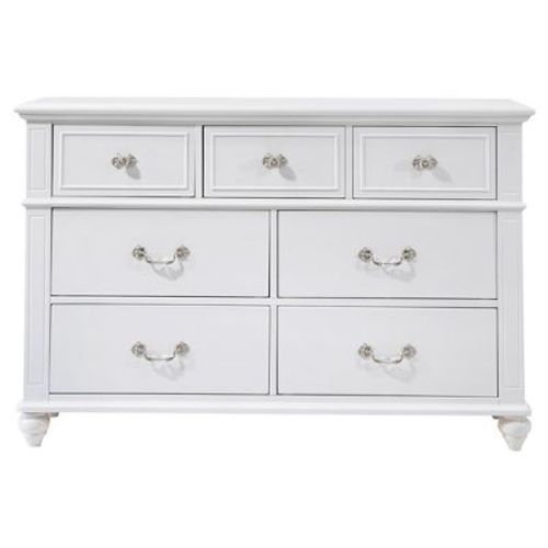 Picket House Furnishings Annie Dresser White: 5-drawer Horizontal Storage, Wood Frame, Metal Glides