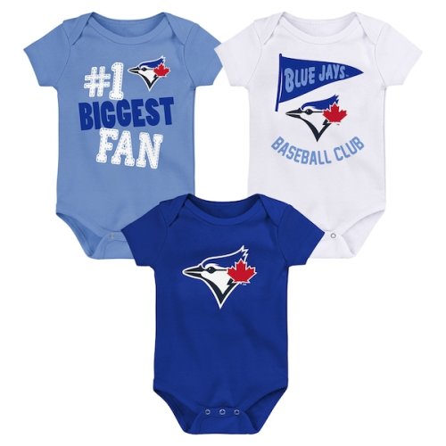 Toronto Blue Jays Newborn & Infant 3-Pack Fan Pennant Bodysuit Set