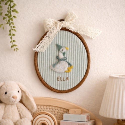 Custom Felted Farm Animal Nursery Wall Art with Personalized Name, Baby Shower Gift, Baby Heirloom