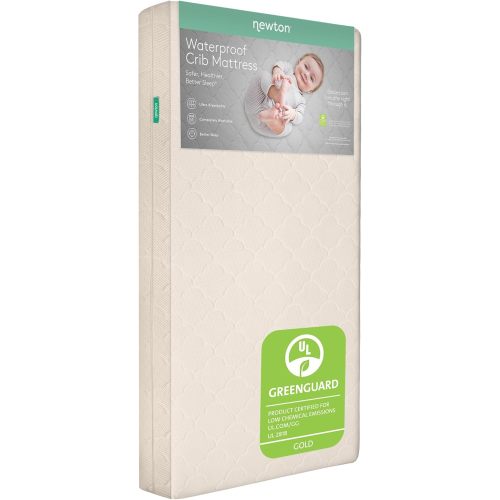 Newton Baby Waterproof Crib Mattress and Toddler Bed - Ultra-Breathable to Minimize Suffocation Risk, Washable Core & Cover, 2-Stage, Plush 5.5" Thick - Sandstone