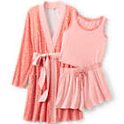 Women's Cooling 3 Piece Pajama Set - Robe Tank and Shorts | Lands' End