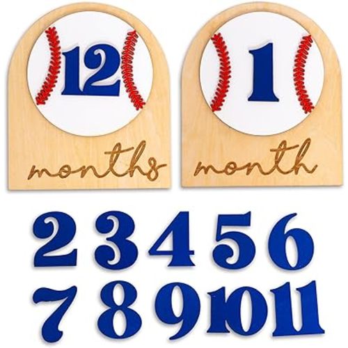 Baseball Monthly Milestone Baby Disc - Rookie of the Year Baby Monthly Milestone Cards, Sports Monthly Markers for Baby Photo Prop, Baby Shower, Month Photos