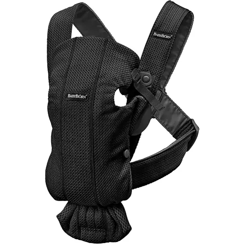 BabyBjörn Baby Carrier Mini, Black, 3D Mesh | Newborn Carrier (7-25 lbs), Ergonomic, Easy-to-Use