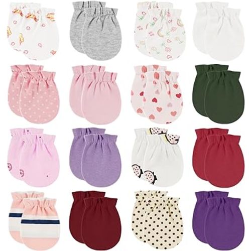 ONESING 16-20 Pairs Baby Mittens Newborn Mittens No Scratch 0-6 Months Warm Mittens for Newborn Baby Boys Girls