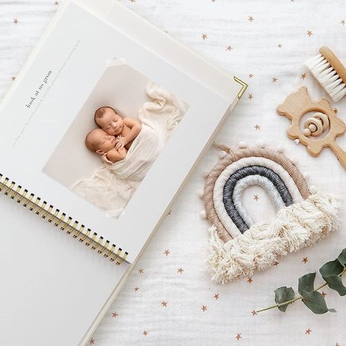 Keepsake Baby Memory Book for Boys and Girls – Timeless First 5 Year Baby Book – Gender Neutral Linen Baby Journal Scrapbook or Photo Album - A Milestone Book to Record Every Event from Birth to Age 5 - Beige