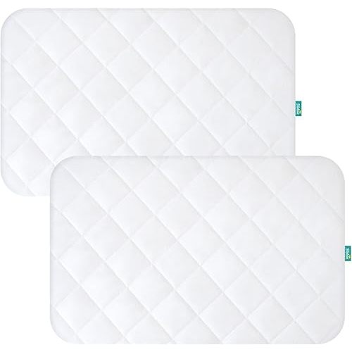 Pack and Play Sheets Fitted 2 Pack Waterproof Pack and Play Mattress Protector Pad Cover Quilted Compatible with Graco Pack n Play & Dream On Me & Pamo Babe, Playpen/Playard 39" x 27" White