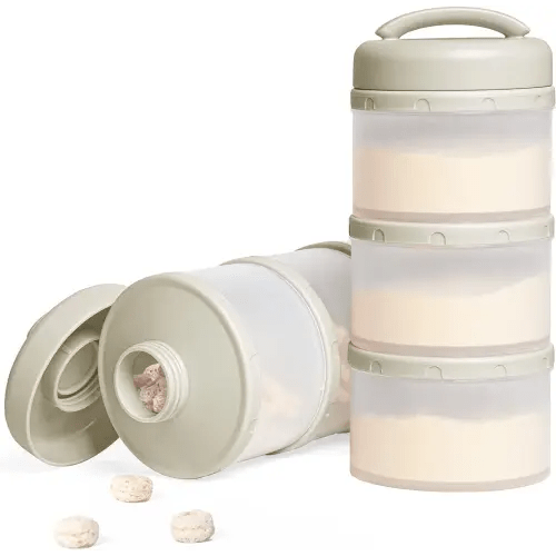 Termichy Stackable Formula Dispenser Portable Milk Powder Container, 2 Pack, Warm Grey