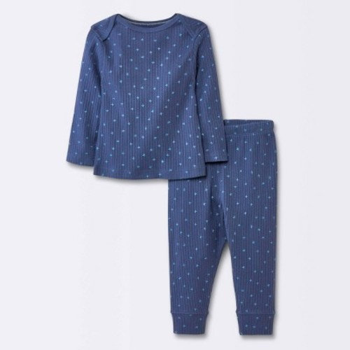 Baby Boys' 2pc Wide Ribbed Top & Bottom Set - Cloud Island™ Navy Blue, Size: 0-3M