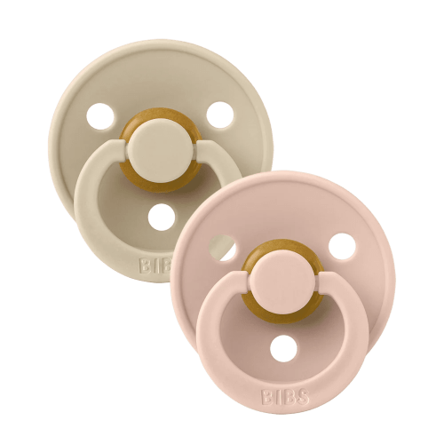 BIBS Colour Latex Pacifier Size 1, Vanilla/Blush, 2 Pack