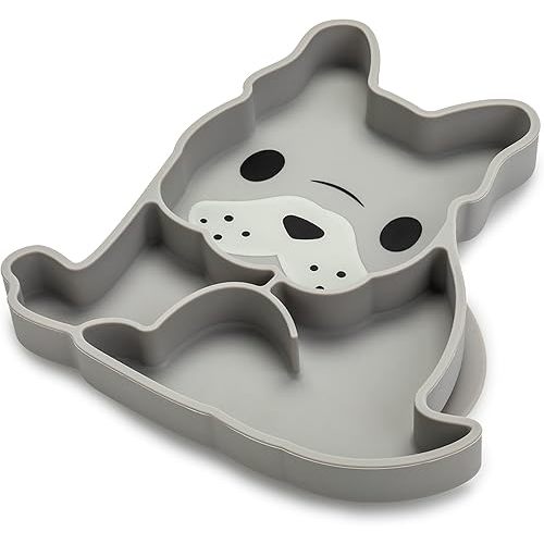 melii Divided Silicone Suction Plate for Babies and Toddlers – 100% BPA-Free, Dishwasher, Microwave Safe, Non-Toxic Baby Feeding Plate - Fits Most High Chairs, Age 6 Months - (Bulldog)