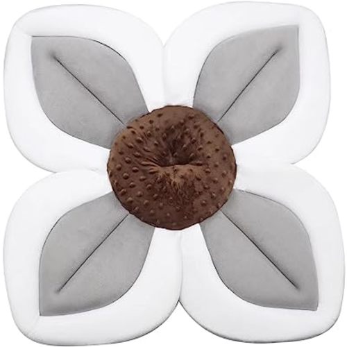 PandaEar Baby Bath Pad for Infant Newborn | Soft Flower Petals for Sink Bathtub Essentials Shower Gift (Grey)
