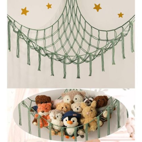 Stuffed Animal Storage Hammock Net – Hanging Toy Organizer for Kids Room, Nursery, or Bedroom Decor