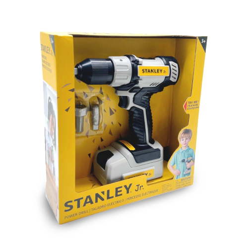 Stanley Jr. Battery-Operated Toy Drill – Realistic Construction Tool with Lights & Sounds | Durable Pretend Play Power Drill for Kids Ages 3+ | Includes Batteries