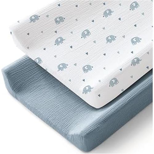 Changing Pad Cover for Neutral Baby Muslin Soft Cotton Diaper Changing Table Pad Cover Changing Pad Sheets for Girls and Boys - 2 Pack