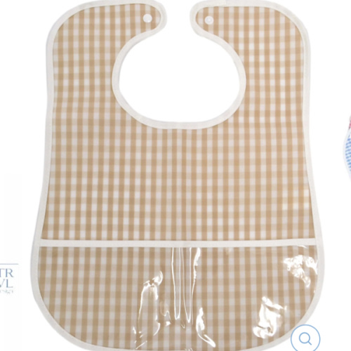 Khaki Gingham Clean Up Bib