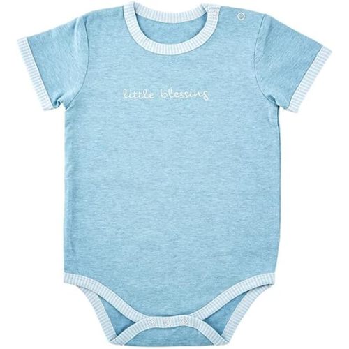 Santa Barbara Design Studio Stephan Baby Bodysuit Snapshirt-Cream/Blue-Little Blessing (0-3 Months)