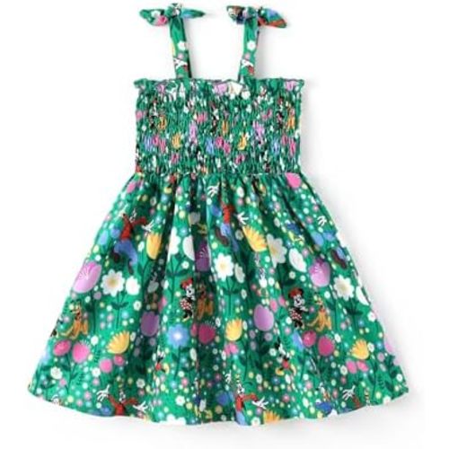 Disney Princess Frozen Elsa Minnie Mouse Toddler Girl Dress Bow Strap Smocked Summer Outfit Birthday Party Clothes 2-6 Years