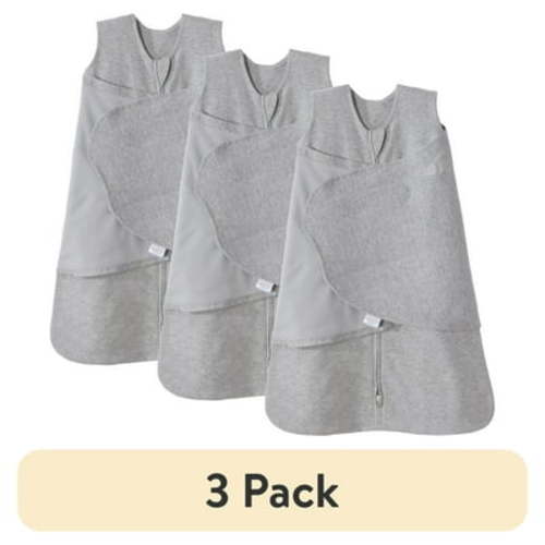 (3 pack) HALO® 100% Cotton SleepSack® Swaddle, Heather Gray, Unisex, Newborn, 0-3 Months