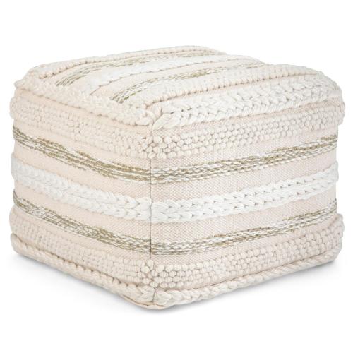 Sommer Boho Pouf Style Floor Decorative Square Pouf in Natural Handloom Woven Pattern