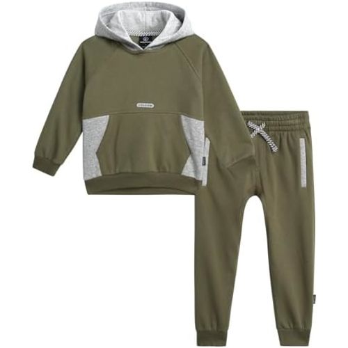 Volcom Infant Toddler Baby Boys Joggers Set - 2 Piece Fleece Pullover Hoodie and Jogger Pants Activewear Set (Sizes: 12M-7)