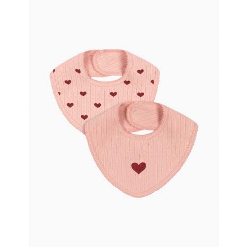 Pointelle Minnie Frill Bib - 2 Pack in Rose Amour
