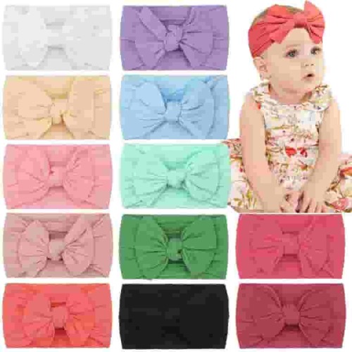 JOYOYO 12 PCS Baby Headbands Bows Baby Girls Soft Stretchy Nylon Headband Soft Hairbands Hair Accessories for Newborn Infant Toddler Kids