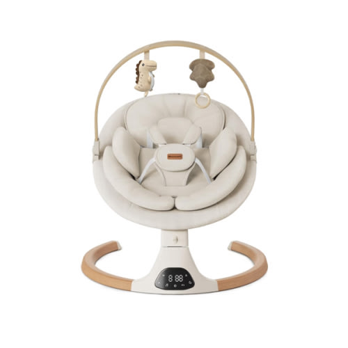 Baby Swings for Infants, Monamii Baby Swing, Infant Swing with 5 Speeds, 10 Lullabies, Electric Swing for Baby, Indoor & Outdoor Use (Beige)