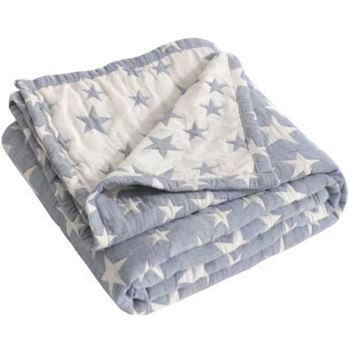 3 Layer Muslin Cotton Toddler Blanket, Super Soft and Warm Crib Blanket, 45x60 Inches, Blue Star - NTBAY
