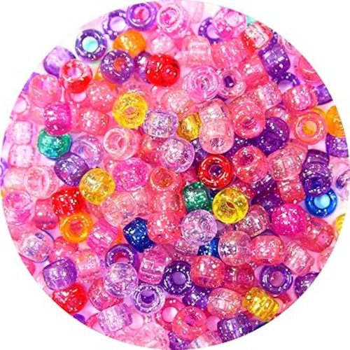 1000 Glitter Hair Beads for Crafts, Beads, Pony Beads Bulk, Beads for DIY, Glitter Beads for Bracelets Making, Beads for Hair