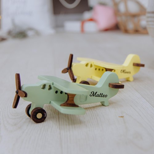 Baby Boy Gift Personalized Montessori Wooden Airplane First Birthday Gift for Toddler Kids Room Decor Baby Shower Gift Colored Planes