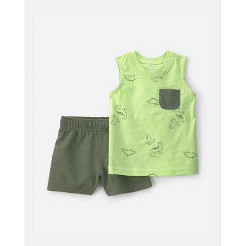 Baby Boy 2-Piece Dinosaur Top & Short Set - Green | Carter's