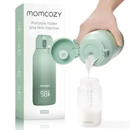 Momcozy Portable Milk Warmer for Travel – Dual Heating Modes for Breast Milk & Water, Portable Bottle Warmer with Fast Heating & Long Battery Life, 17 Ounces Large Capacity to Meet Your All-Day Needs