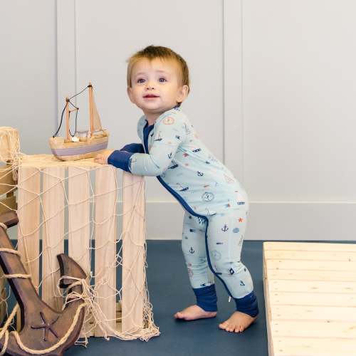 Convertible Footed Romper in Ship Shape